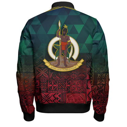 Vanuatu Bomber Jacket Lowpolly Pattern with Polynesian Motif