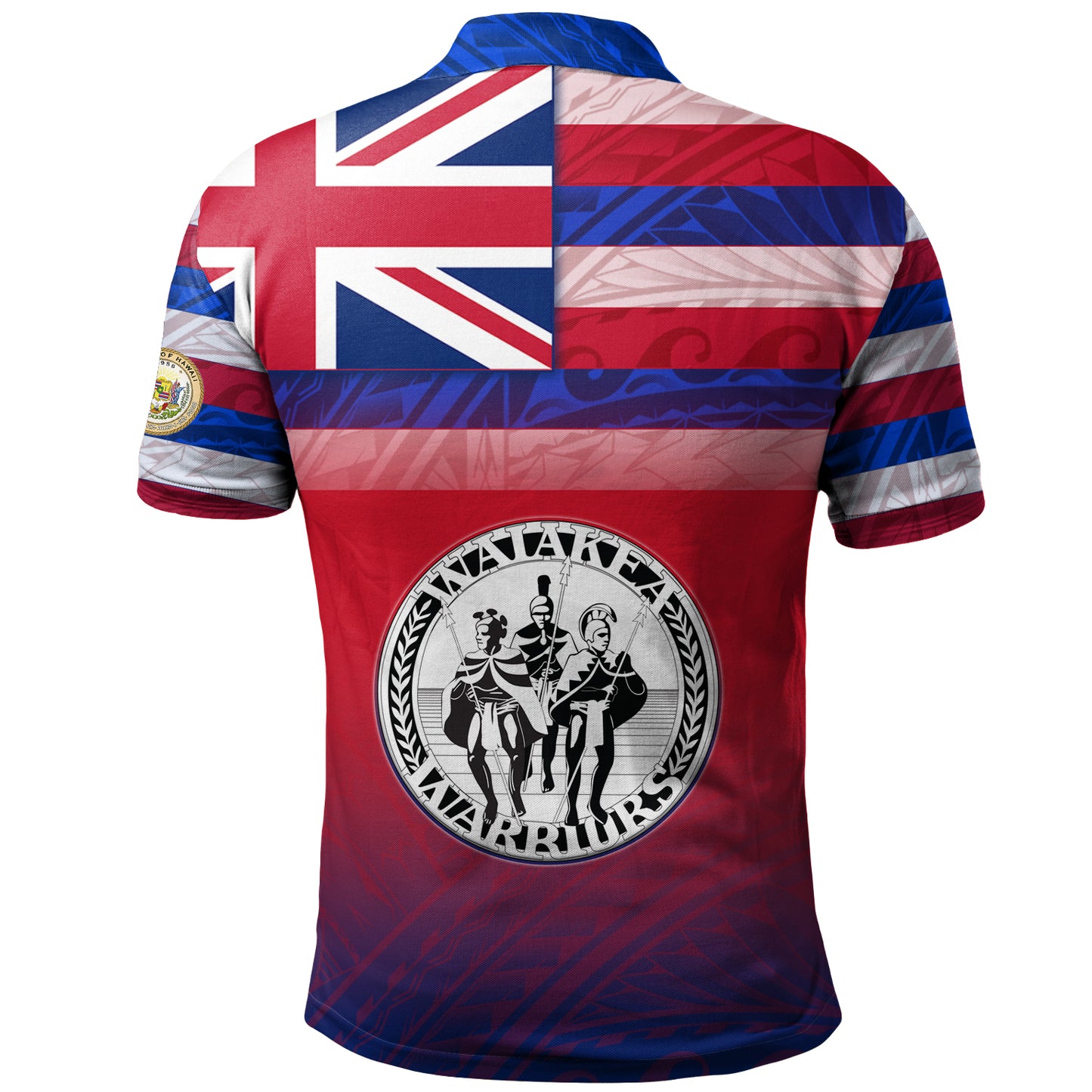 Hawaii Waiakea High School Polo Shirt Flag Color With Traditional Patterns