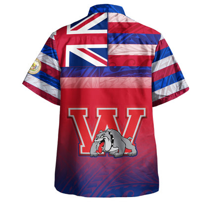 Hawaii Waialua High and Intermediate School Hawaii Shirt Flag Color With Traditional Patterns
