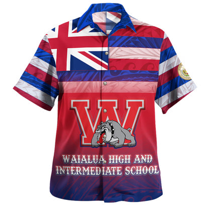 Hawaii Waialua High and Intermediate School Hawaii Shirt Flag Color With Traditional Patterns