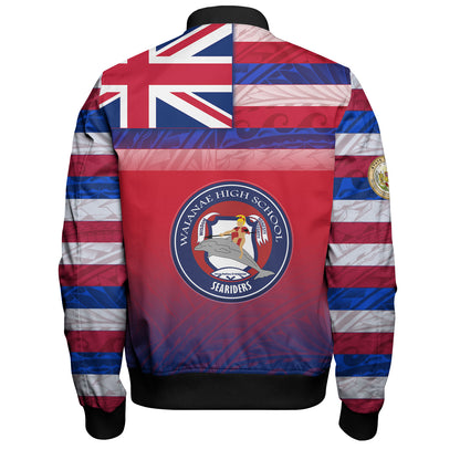 Hawaii Waianae High School Bomber Jacket Flag Color With Traditional Patterns