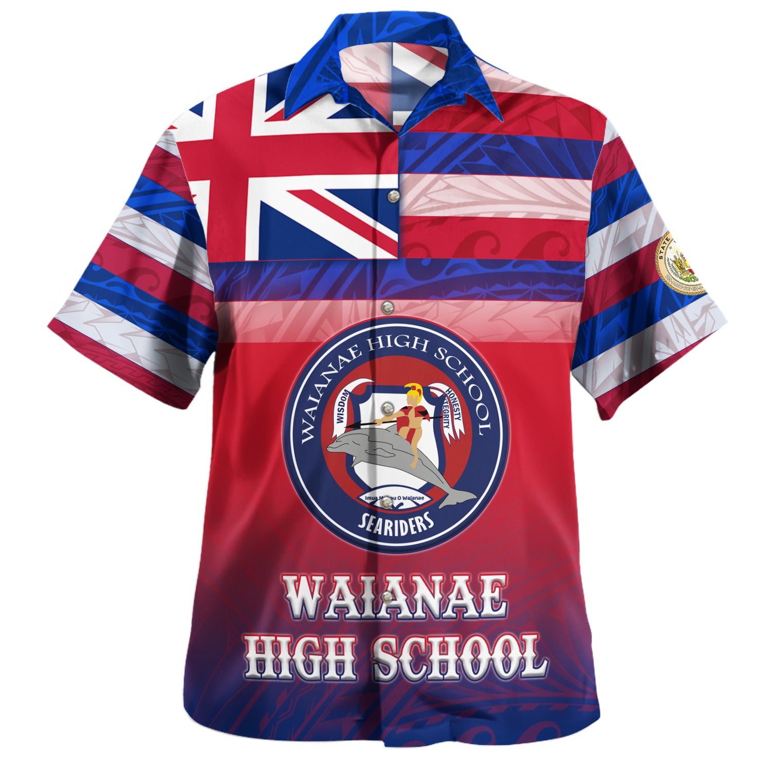 Hawaii Waianae High School Hawaii Shirt Flag Color With Traditional Patterns