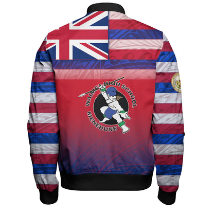 Hawaii Waimea High School Bomber Jacket Flag Color With Traditional Patterns