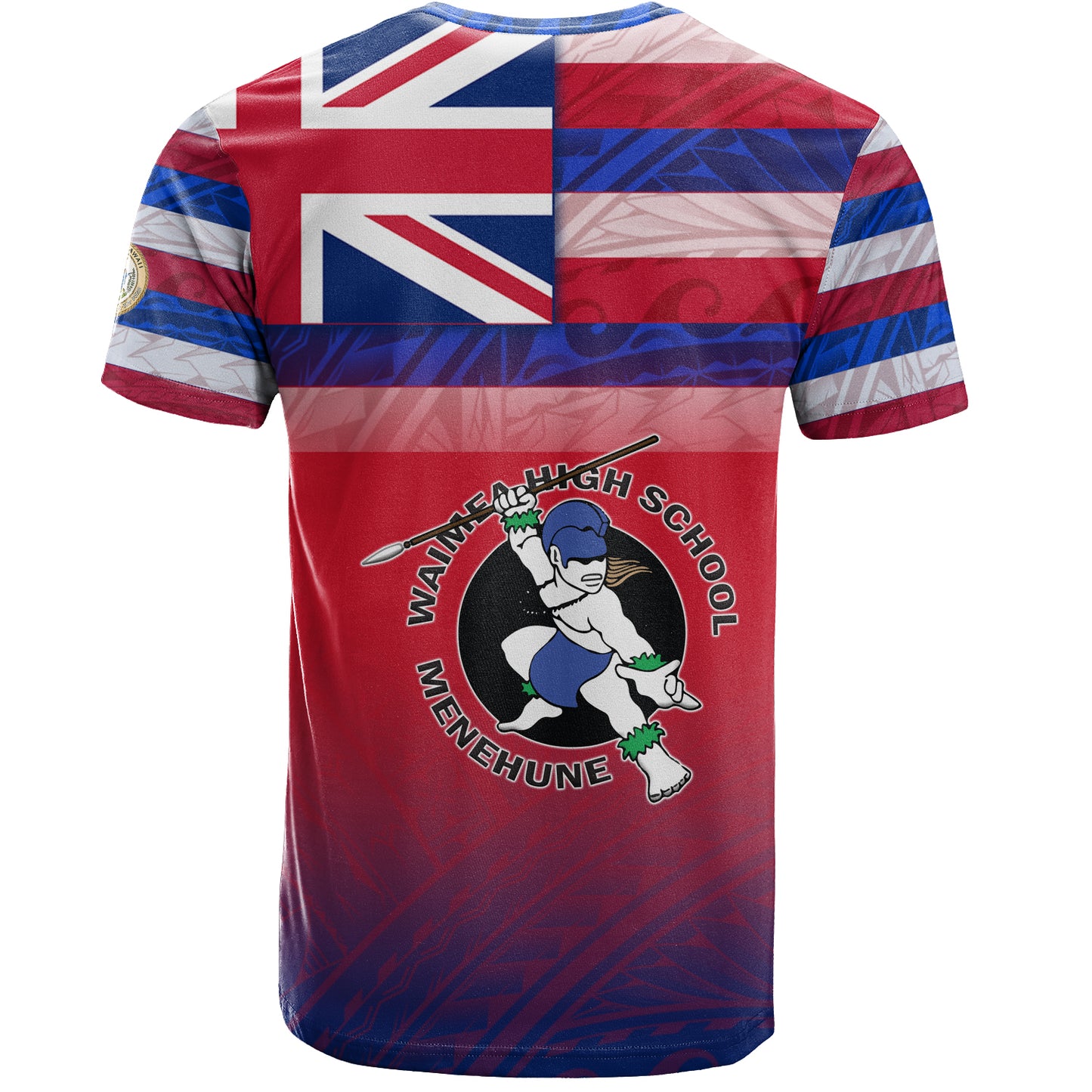 Hawaii Waimea High School T-Shirt Flag Color With Traditional Patterns