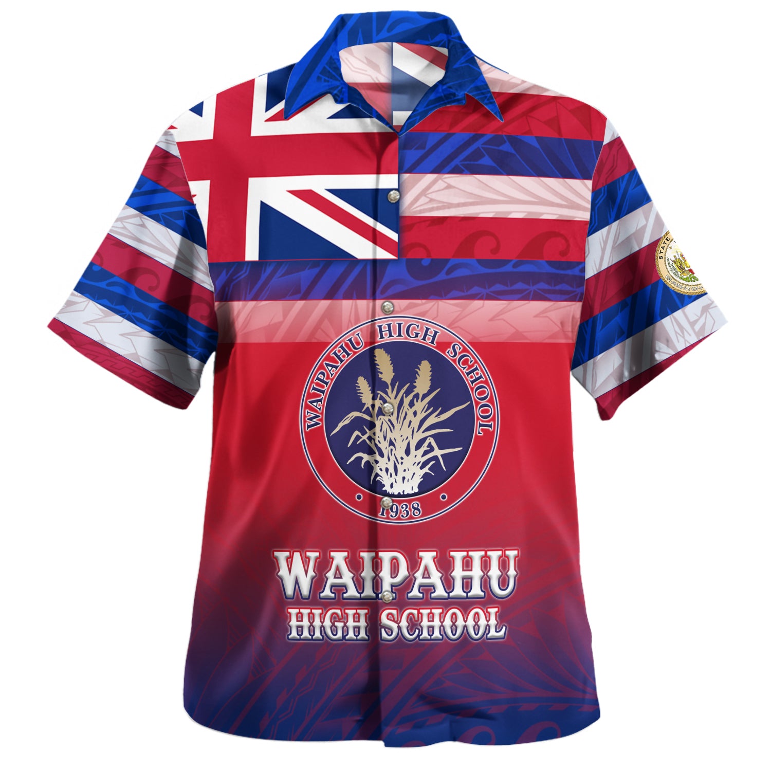 Hawaii Waipahu High School Hawaii Shirt Flag Color With Traditional Patterns
