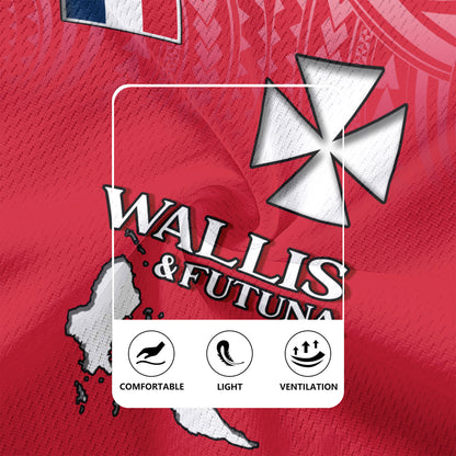Wallis And Futuna Flag Color With Traditional Patterns Men's All Over Printing Rugby Jersey
