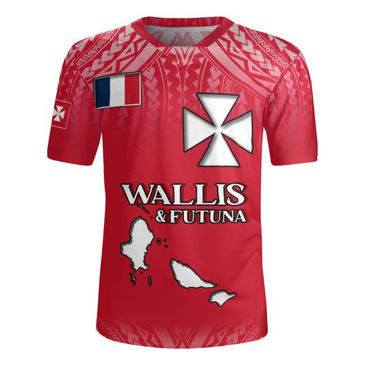 Wallis And Futuna Flag Color With Traditional Patterns Men's All Over Printing Rugby Jersey