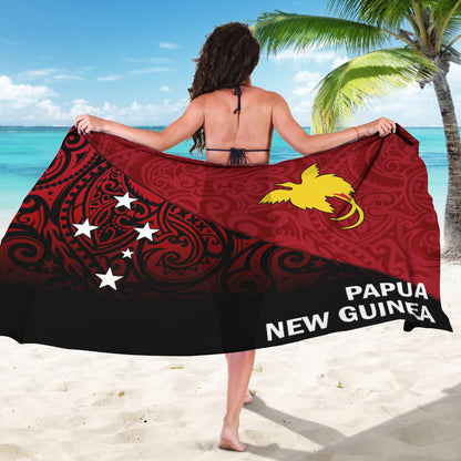 Papua New Guinea Flag Color With Traditional Patterns Sarong