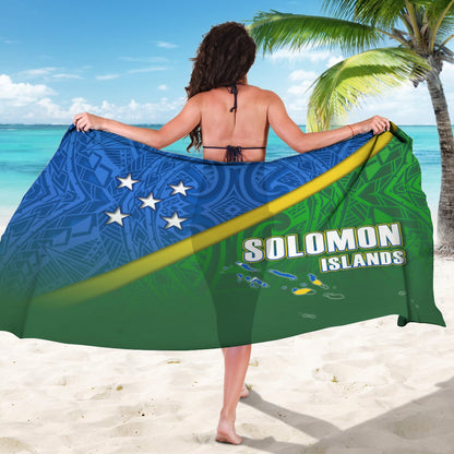 Solomon Islands Flag Color With Traditional Patterns Sarong