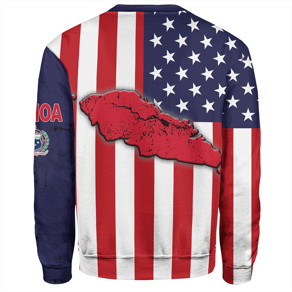 Samoa Sweatshirt American Samoa Map With American Flag