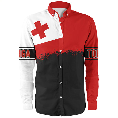 Tonga Long Sleeve Shirt Tonga Flag Grunge