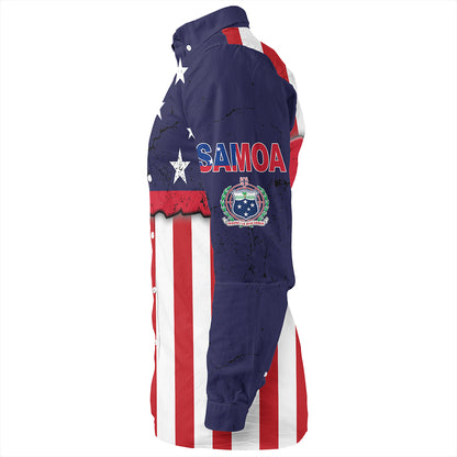 Samoa Long Sleeve Shirt American Samoa Map With American Flag