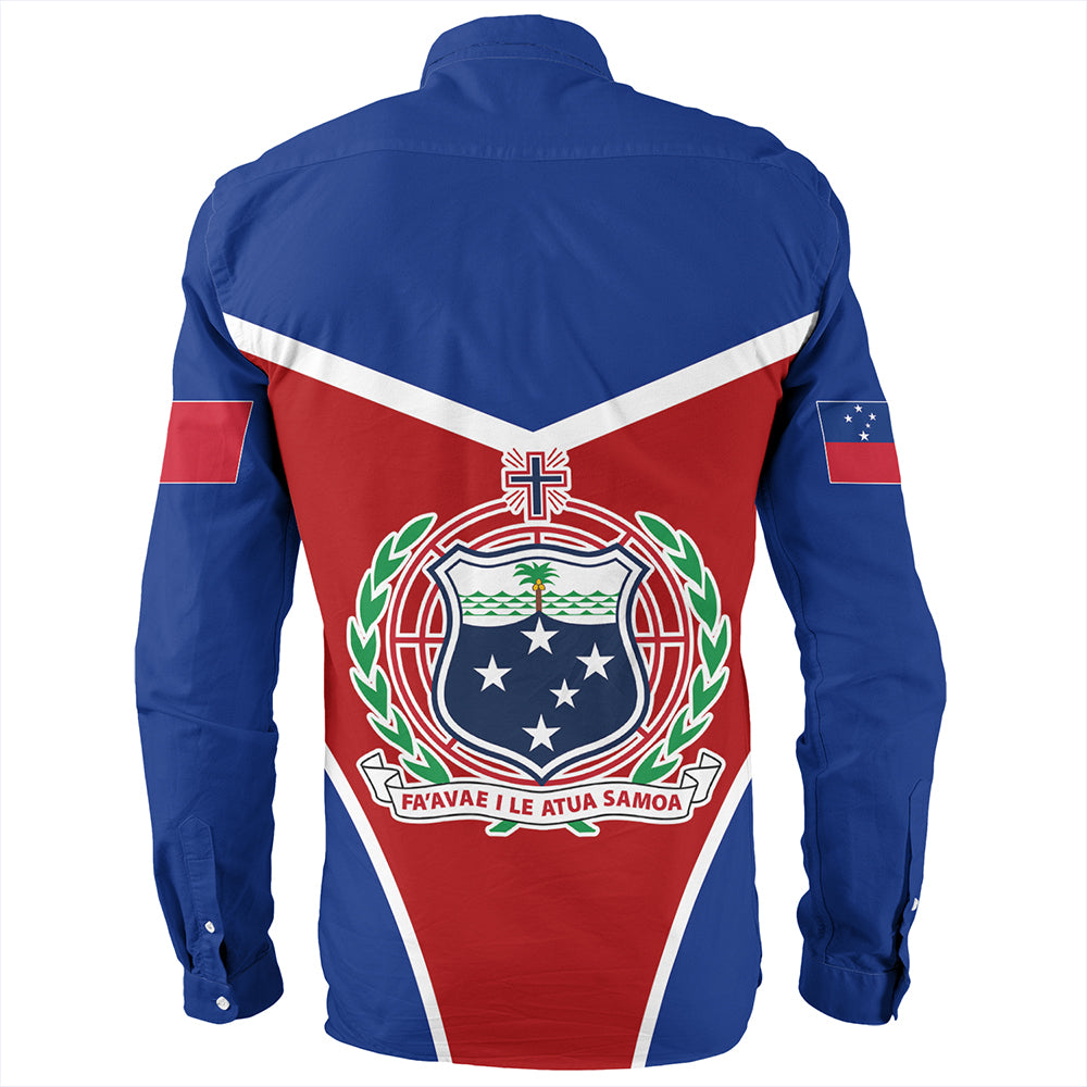 Samoa Long Sleeve Shirt Samoa Flag And Coat Of Arms Style