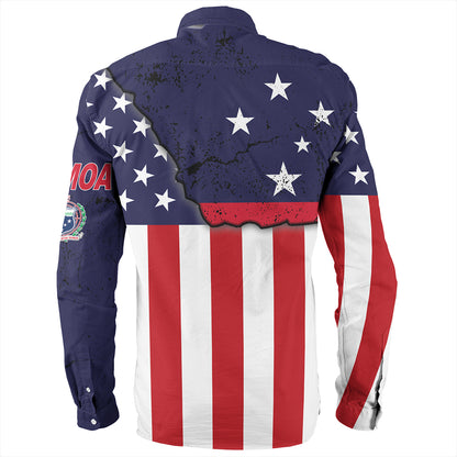 Samoa Long Sleeve Shirt American Samoa Map With American Flag