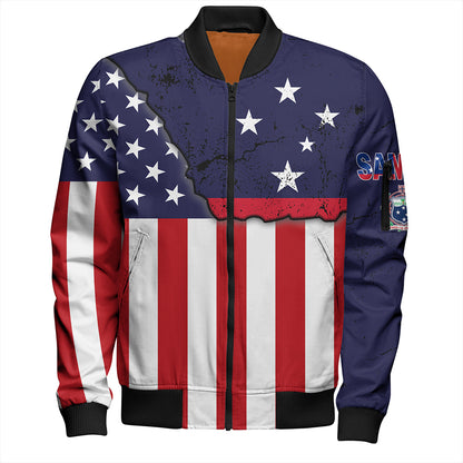 Samoa Bomber Jacket American Samoa Map With American Flag