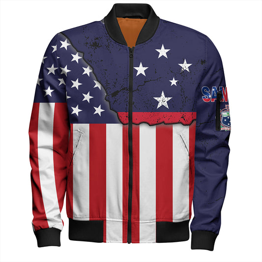 Samoa Bomber Jacket American Samoa Map With American Flag