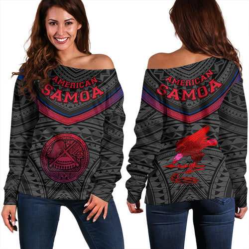 Samoa Off Shoulder Sweatshirt American Samoa Polynesian Authen