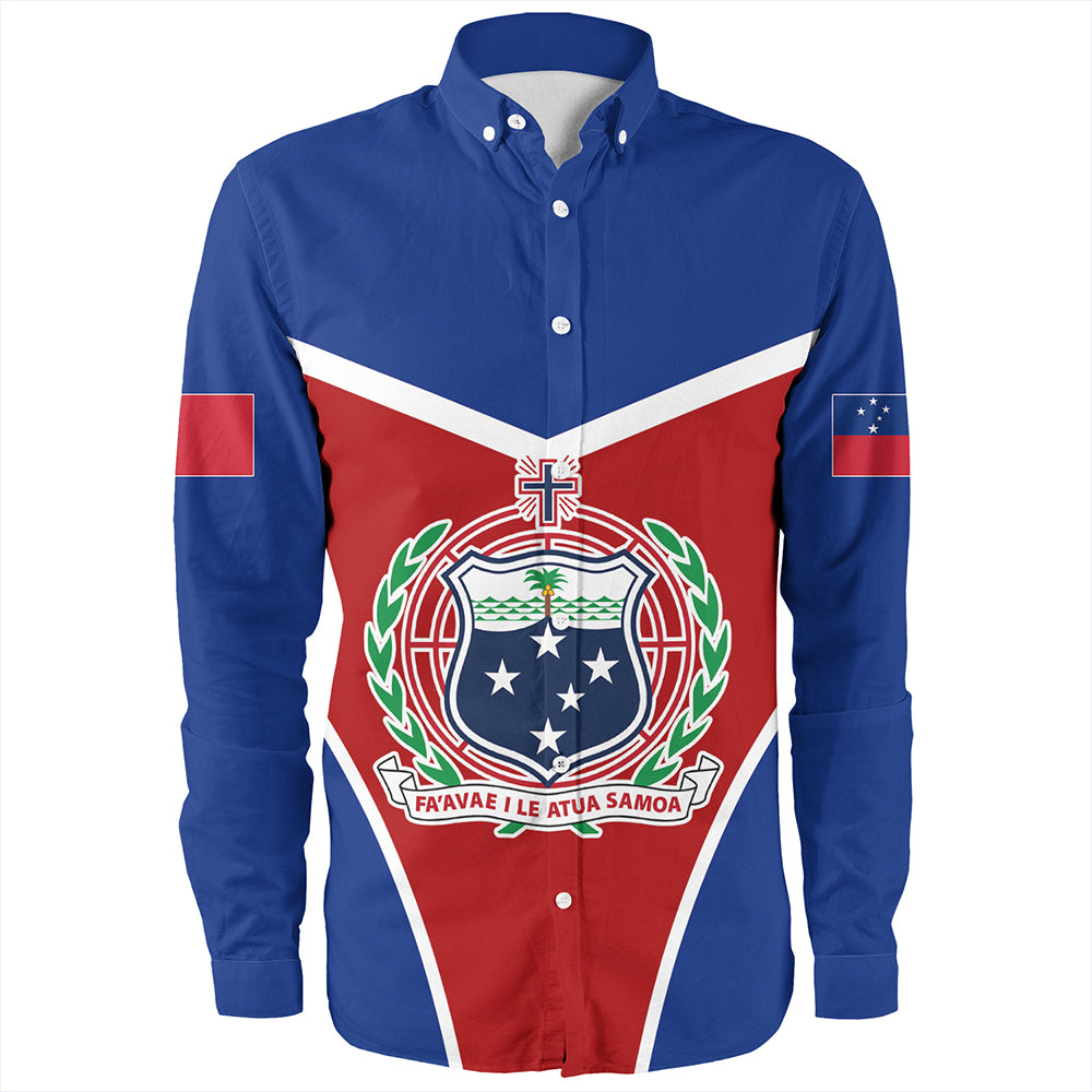 Samoa Long Sleeve Shirt Samoa Flag And Coat Of Arms Style