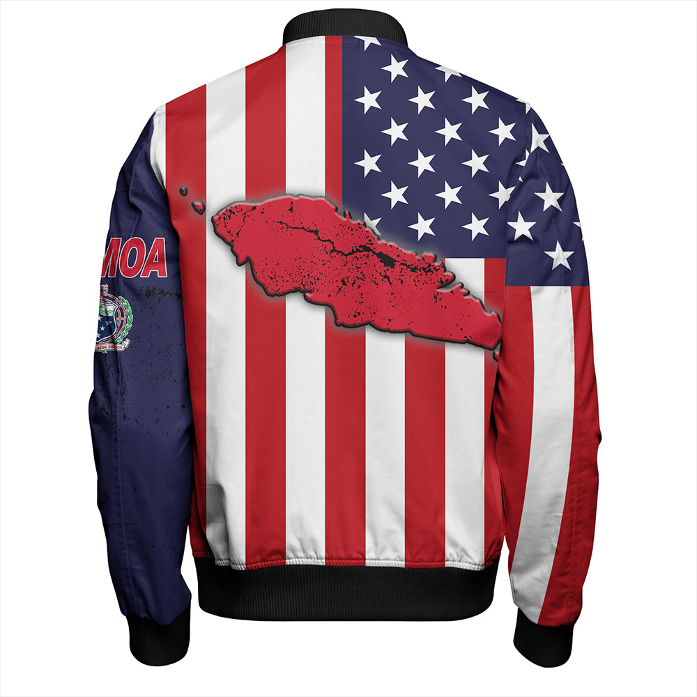 Samoa Bomber Jacket American Samoa Map With American Flag