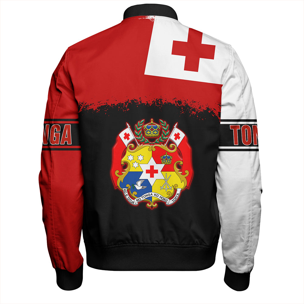Tonga Bomber Jacket Tonga Flag Grunge