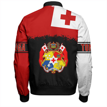 Tonga Bomber Jacket Tonga Flag Grunge