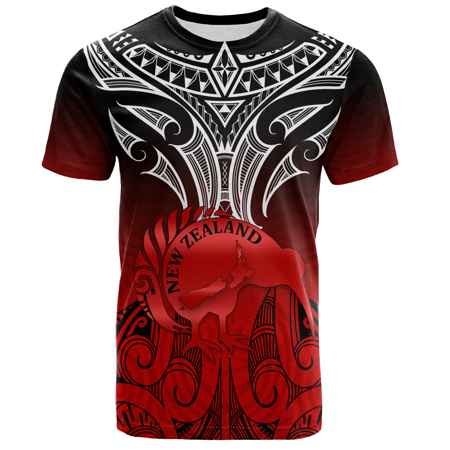 New Zealand T-Shirt Maori Kiwi Bird Symbols Map