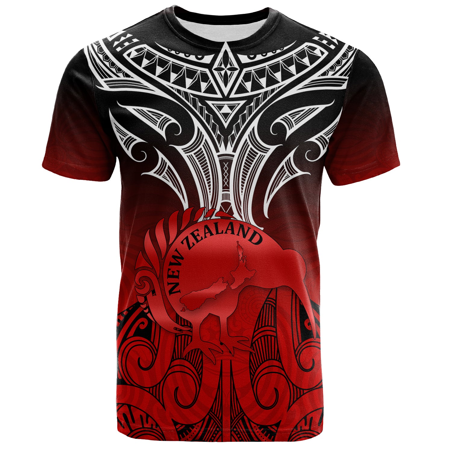 New Zealand T-Shirt Maori Kiwi Bird Symbols Map