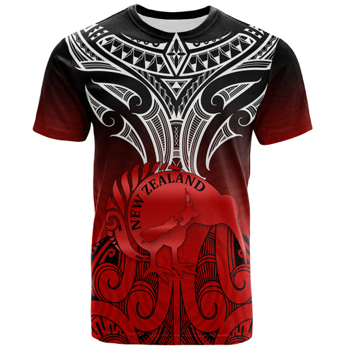 New Zealand T-Shirt Maori Kiwi Bird Symbols Map