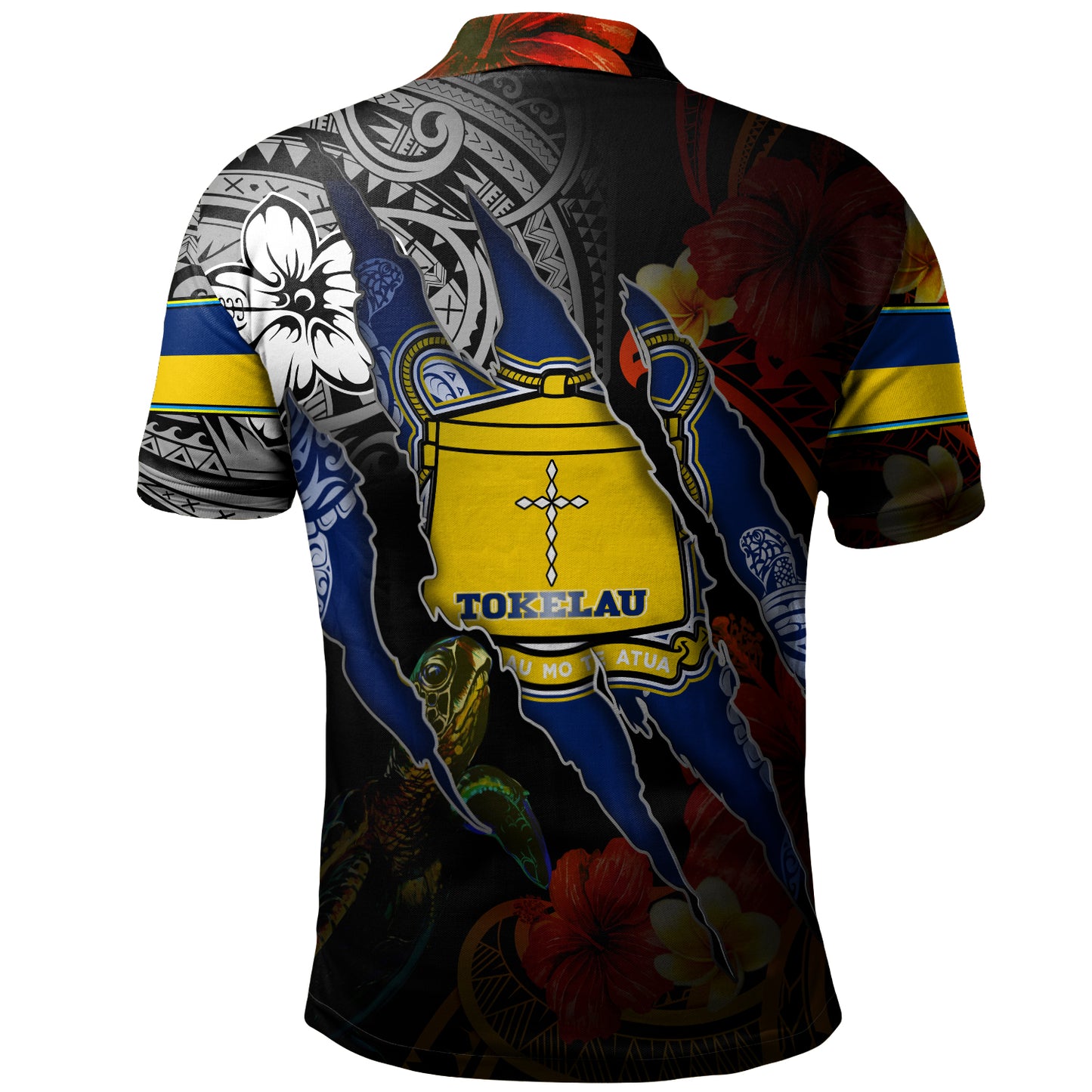 Tokelau Polo Shirt Custom Tokelauan Blood Inside Me Polynesian Sleeve Tattoo Tropical Black