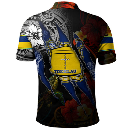Tokelau Polo Shirt Custom Tokelauan Blood Inside Me Polynesian Sleeve Tattoo Tropical Black