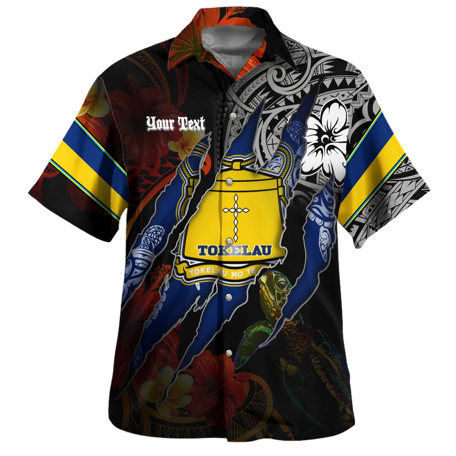 Tokelau Hawaiian Shirt Custom Tokelauan Blood Inside Me Polynesian Sleeve Tattoo Tropical Black