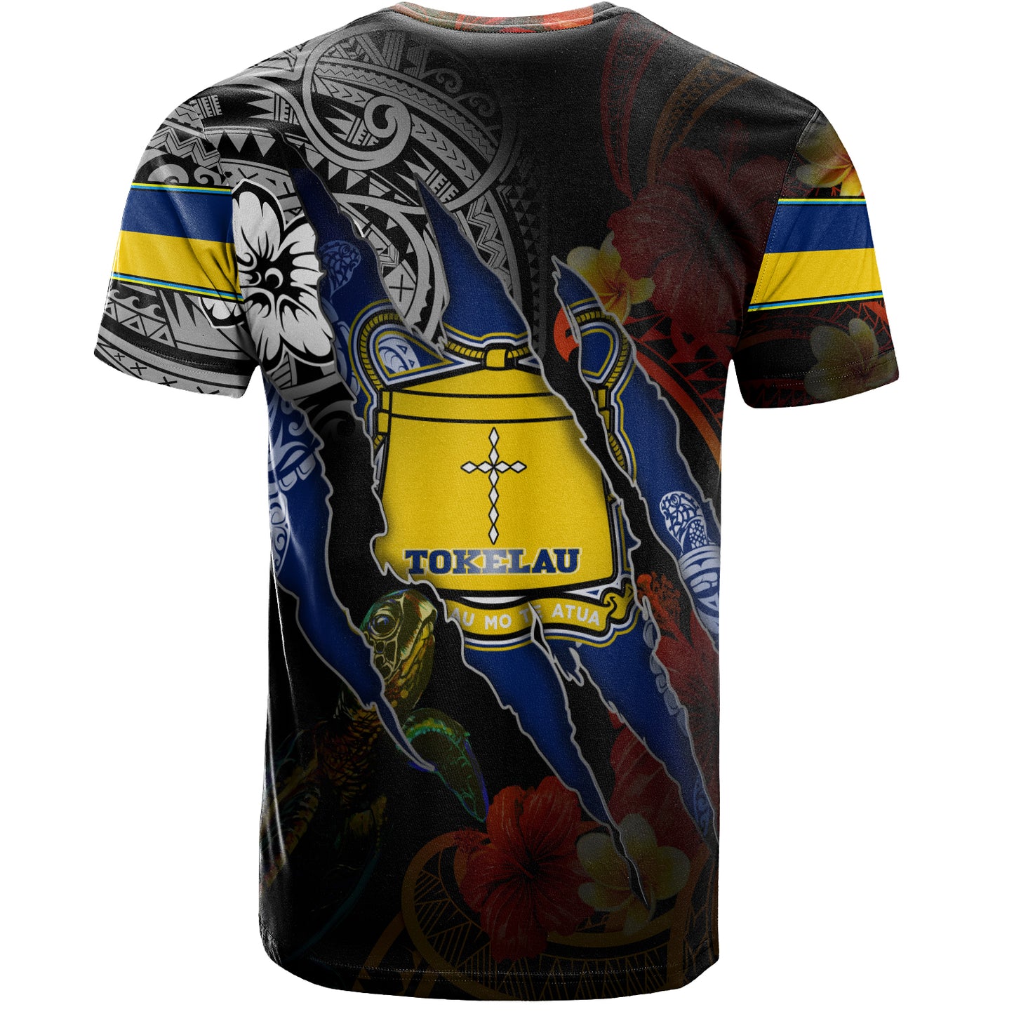 Tokelau T-Shirt Custom Tokelauan Blood Inside Me Polynesian Sleeve Tattoo Tropical Black