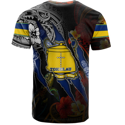 Tokelau T-Shirt Custom Tokelauan Blood Inside Me Polynesian Sleeve Tattoo Tropical Black