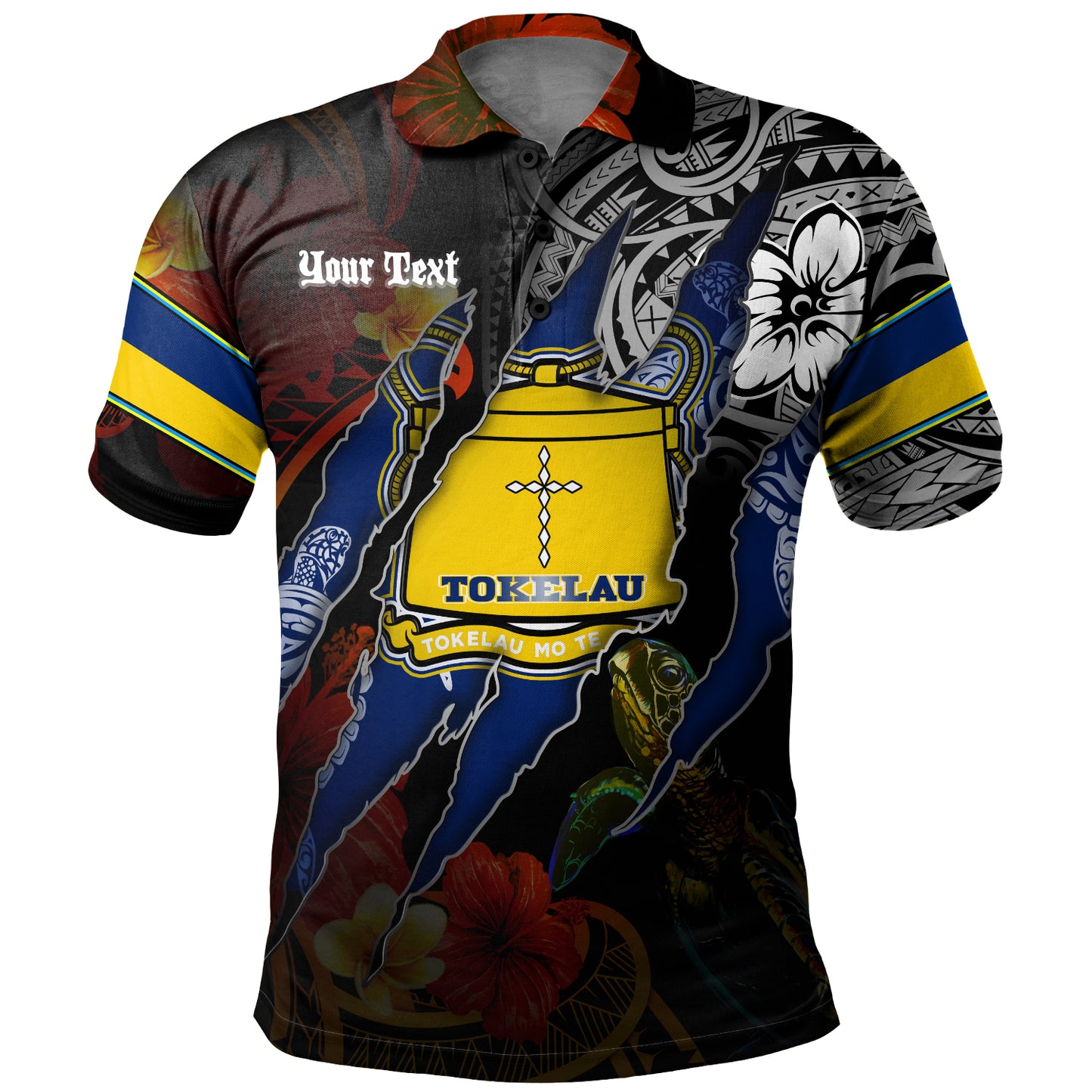 Tokelau Polo Shirt Custom Tokelauan Blood Inside Me Polynesian Sleeve Tattoo Tropical Black