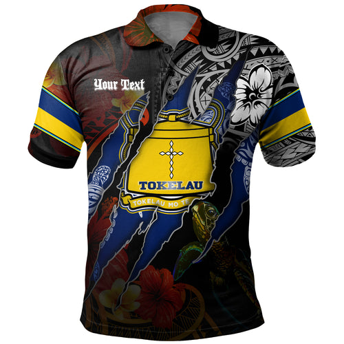 Tokelau Polo Shirt Custom Tokelauan Blood Inside Me Polynesian Sleeve Tattoo Tropical Black