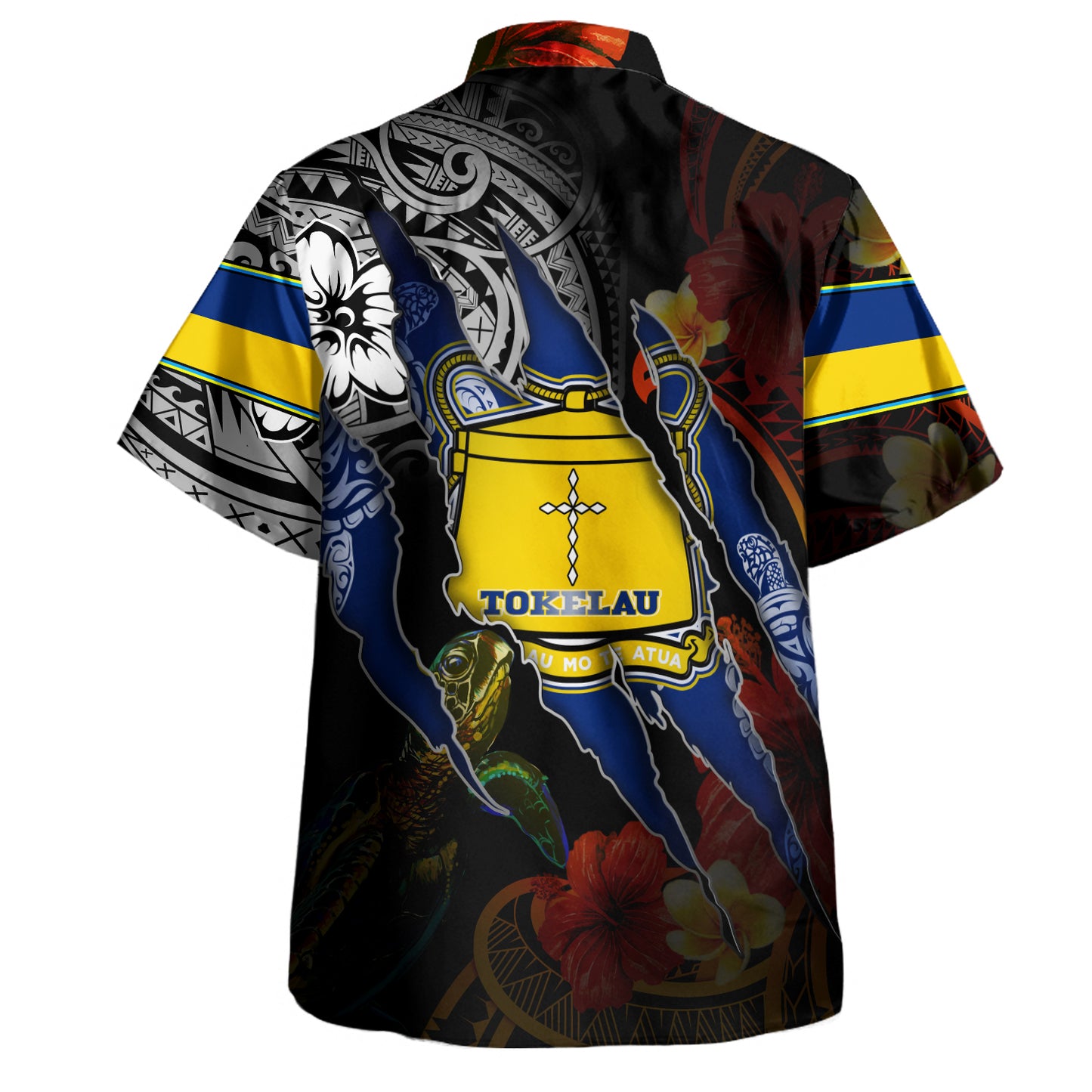 Tokelau Hawaiian Shirt Custom Tokelauan Blood Inside Me Polynesian Sleeve Tattoo Tropical Black