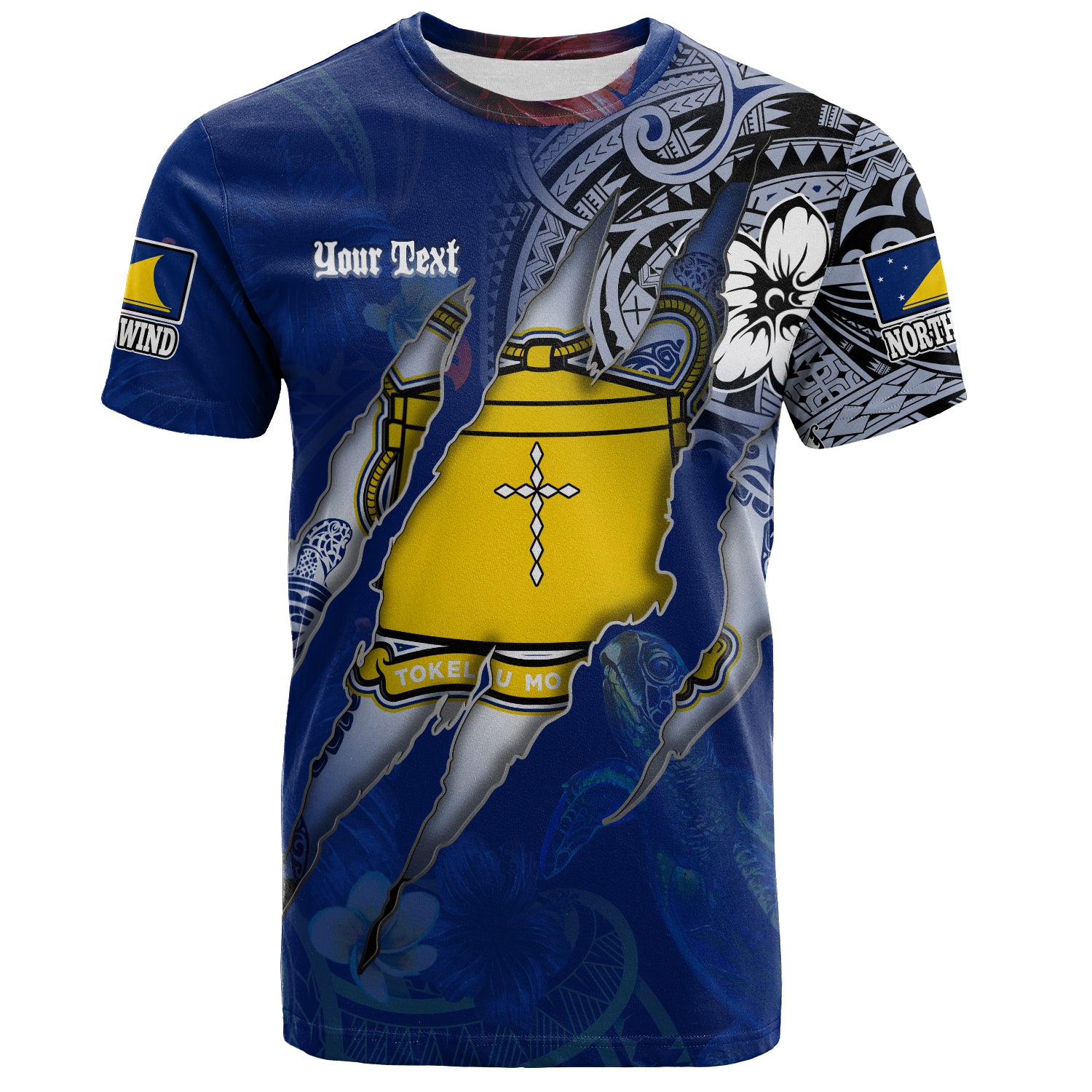 Tokelau T-Shirt Custom Tokelauan Blood Inside Me Polynesian Sleeve Tattoo Tropical Blue