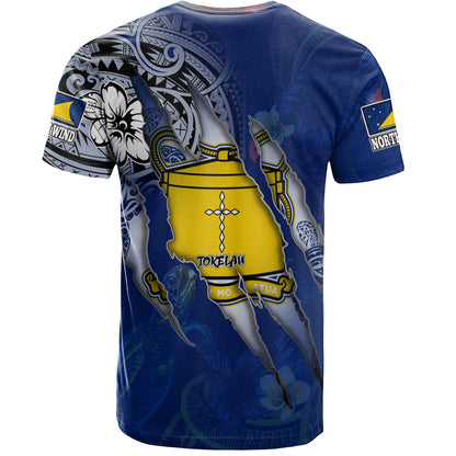 Tokelau T-Shirt Custom Tokelauan Blood Inside Me Polynesian Sleeve Tattoo Tropical Blue