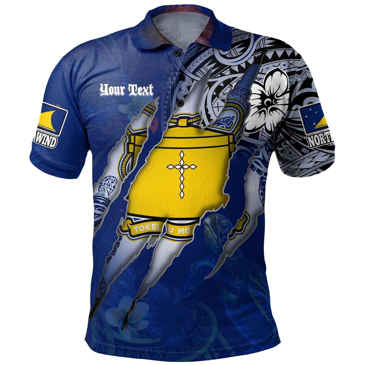 Tokelau Polo Shirt Custom Tokelauan Blood Inside Me Polynesian Sleeve Tattoo Tropical Blue