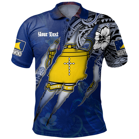 Tokelau Polo Shirt Custom Tokelauan Blood Inside Me Polynesian Sleeve Tattoo Tropical Blue