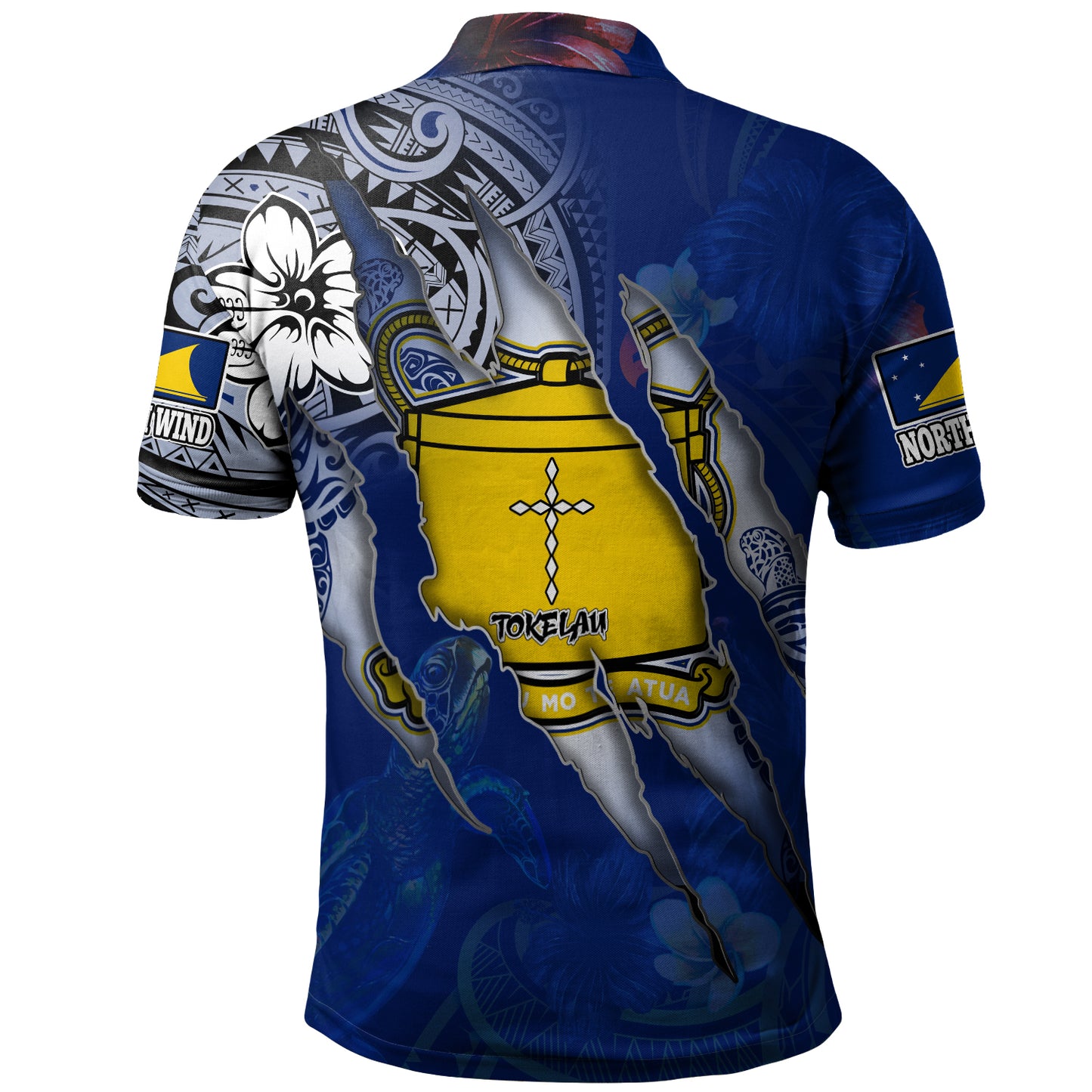 Tokelau Polo Shirt Custom Tokelauan Blood Inside Me Polynesian Sleeve Tattoo Tropical Blue