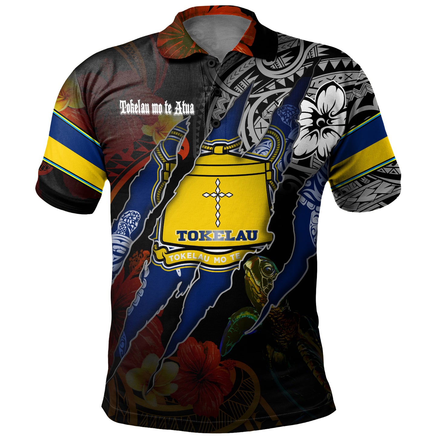 Tokelau Polo Shirt Custom Tokelauan Blood Inside Me Polynesian Sleeve Tattoo Tropical Black