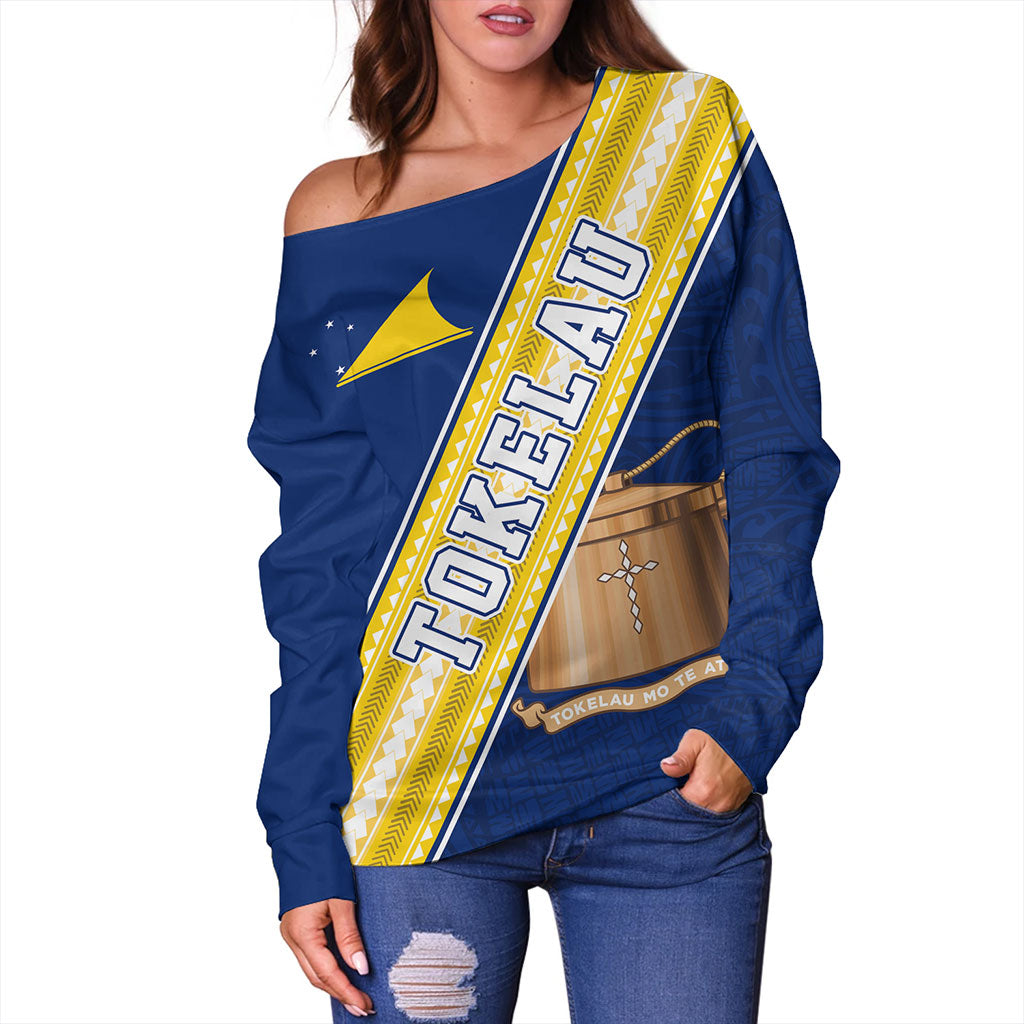 Tokelau Off Shoulder Sweatshirt Flag And Coat Of Arms
