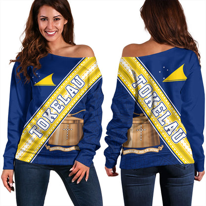 Tokelau Off Shoulder Sweatshirt Flag And Coat Of Arms