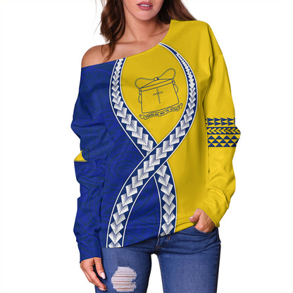 Tokelau Off Shoulder Sweatshirt Tribal Polynesian In My Heart