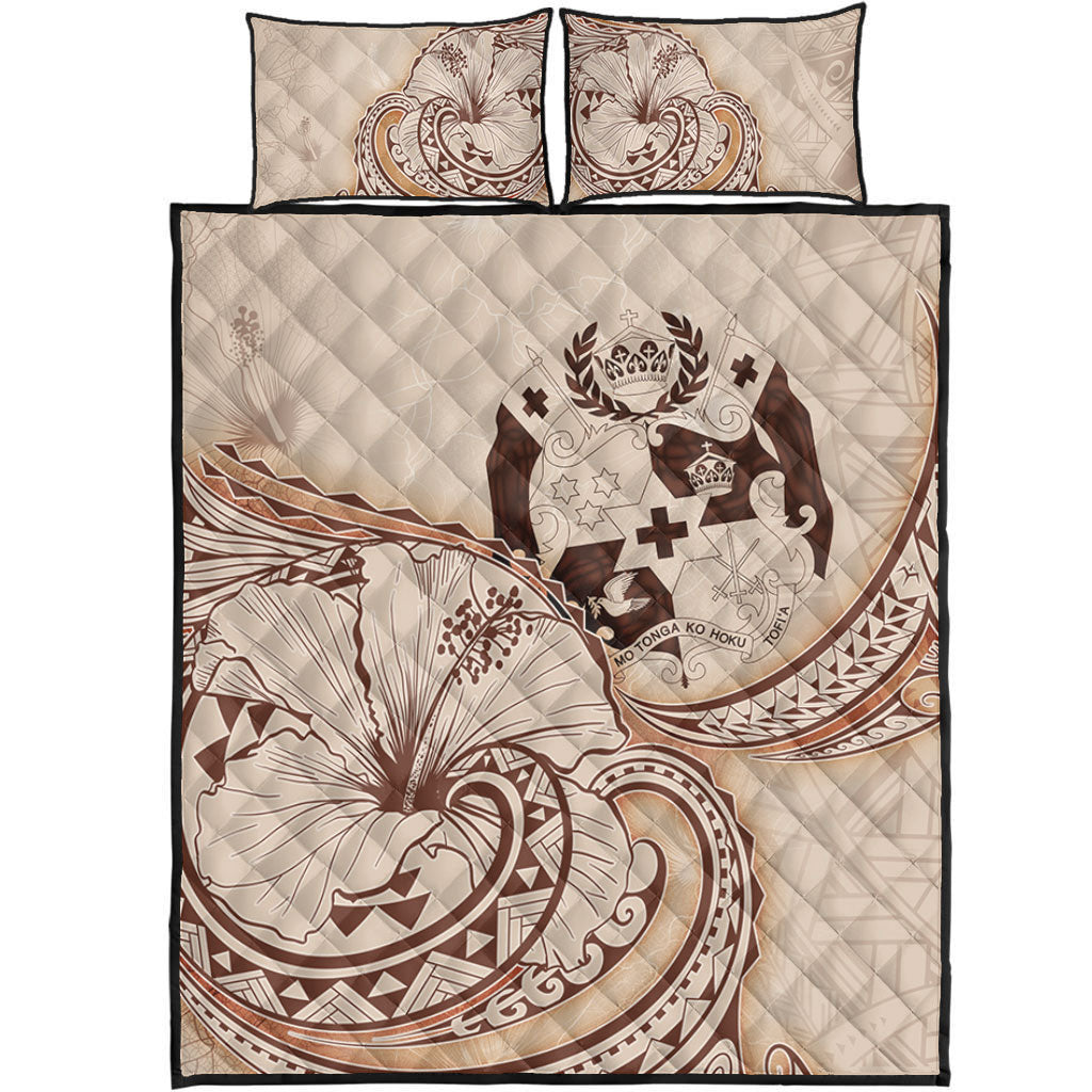 Tonga Quilt Bed Set Hibiscus Flower Vintage Style