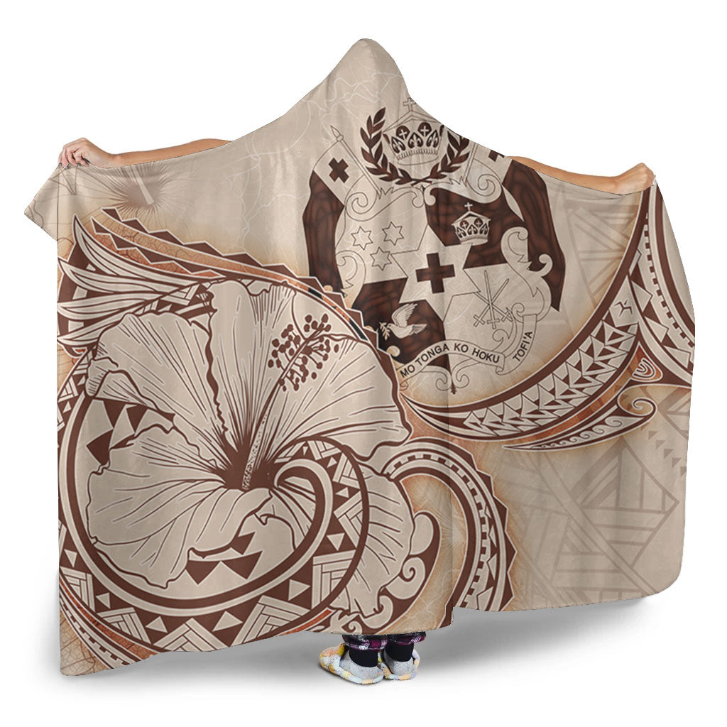 Tonga Hooded Blanket Hibiscus Flower Vintage Style