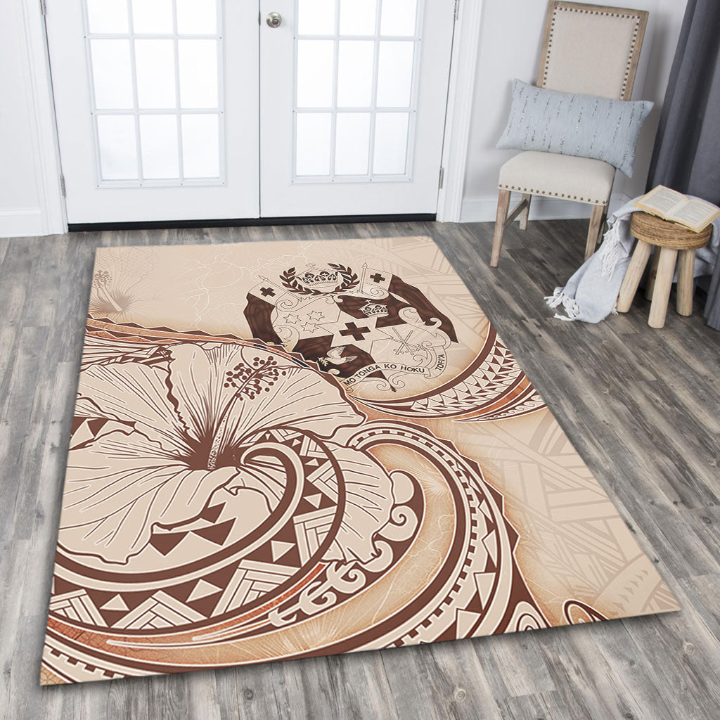 Tonga Area Rug Hibiscus Flower Vintage Style