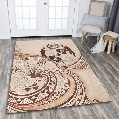 Tonga Area Rug Hibiscus Flower Vintage Style