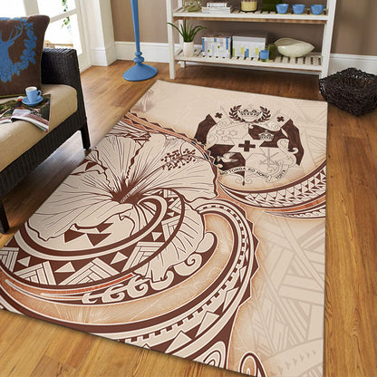 Tonga Area Rug Hibiscus Flower Vintage Style